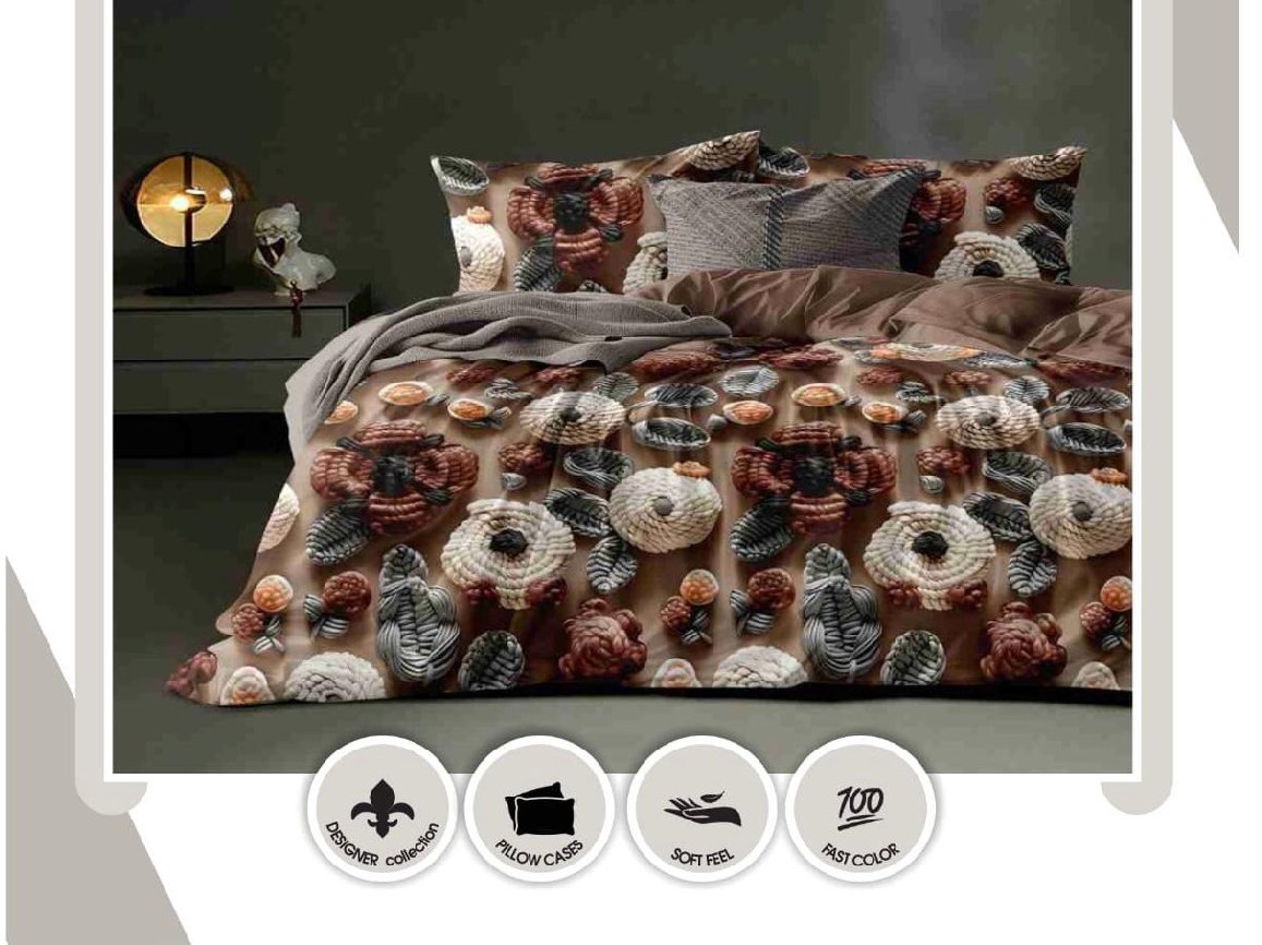 3D BEDHSEET CHOCLATE FLORAL