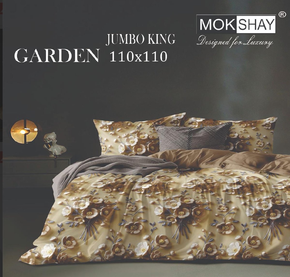 3D  BEDHSEET GOLDEN FLORAL