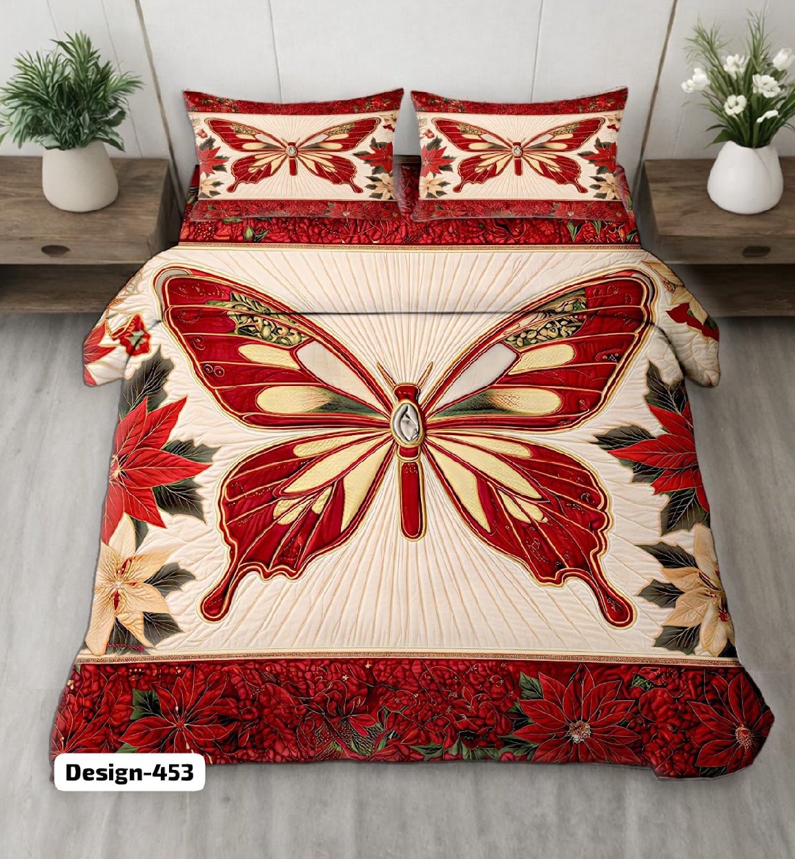 7D BEDSHEET RED BUTTERFLY