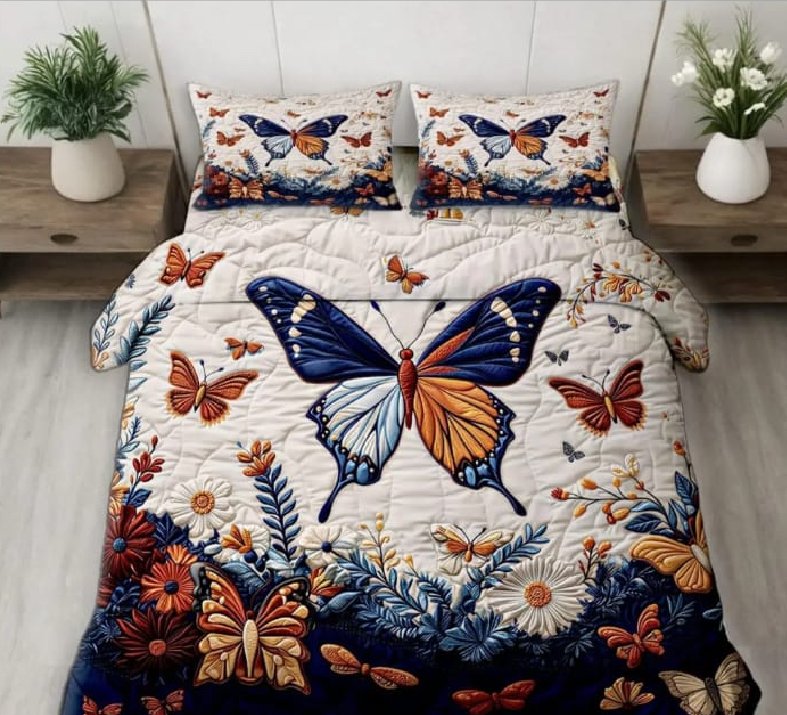 7D BEDSHEET  BUTTERFLY BLUE