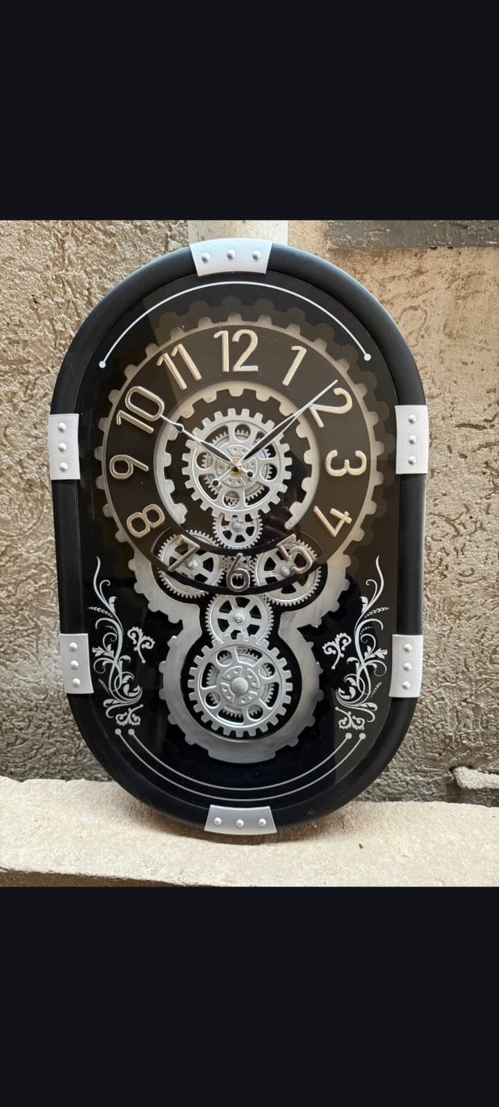 OVAL SHAPE GEAR WALL CLOCK
