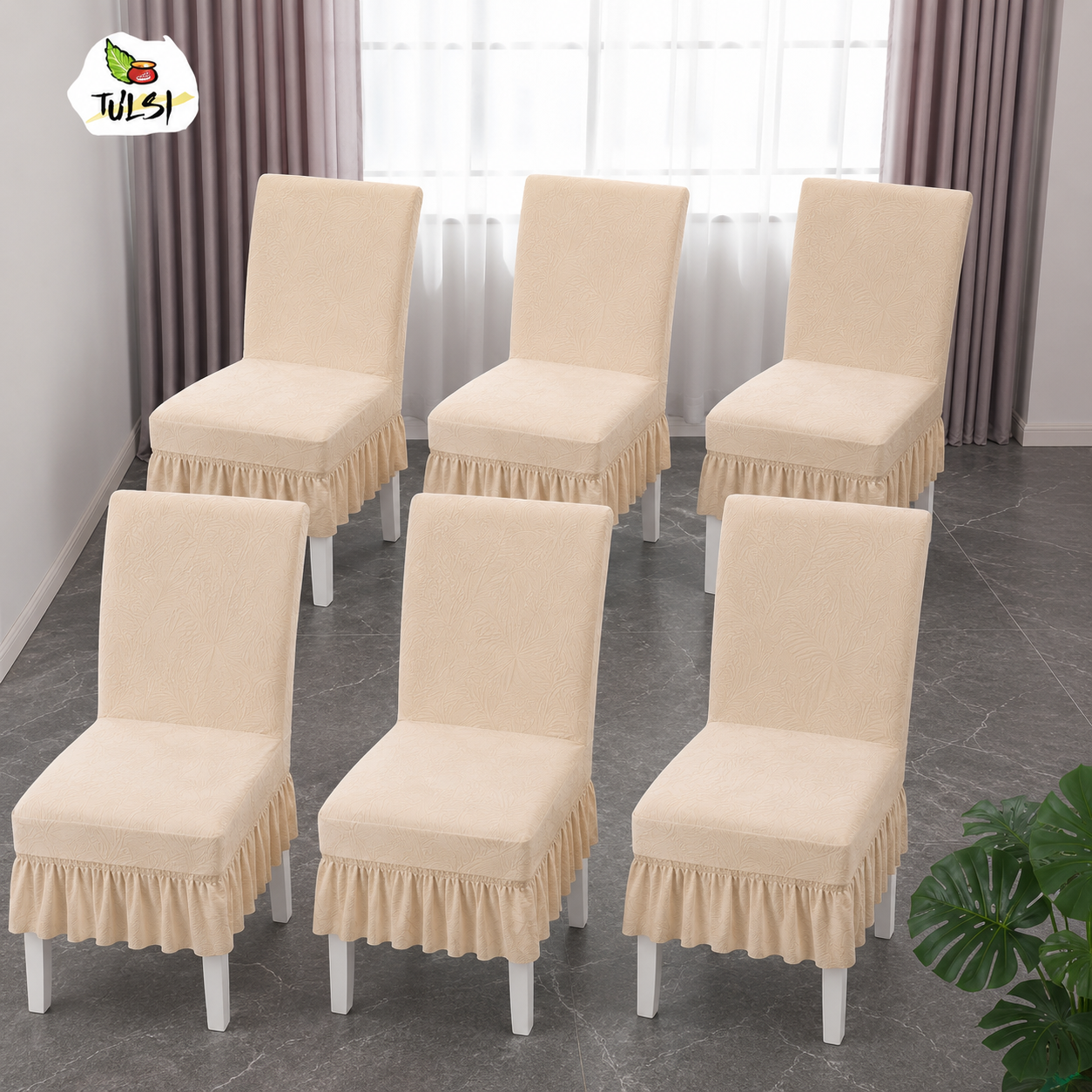 FRILL CHAIR COVER SET (6 PIECES)