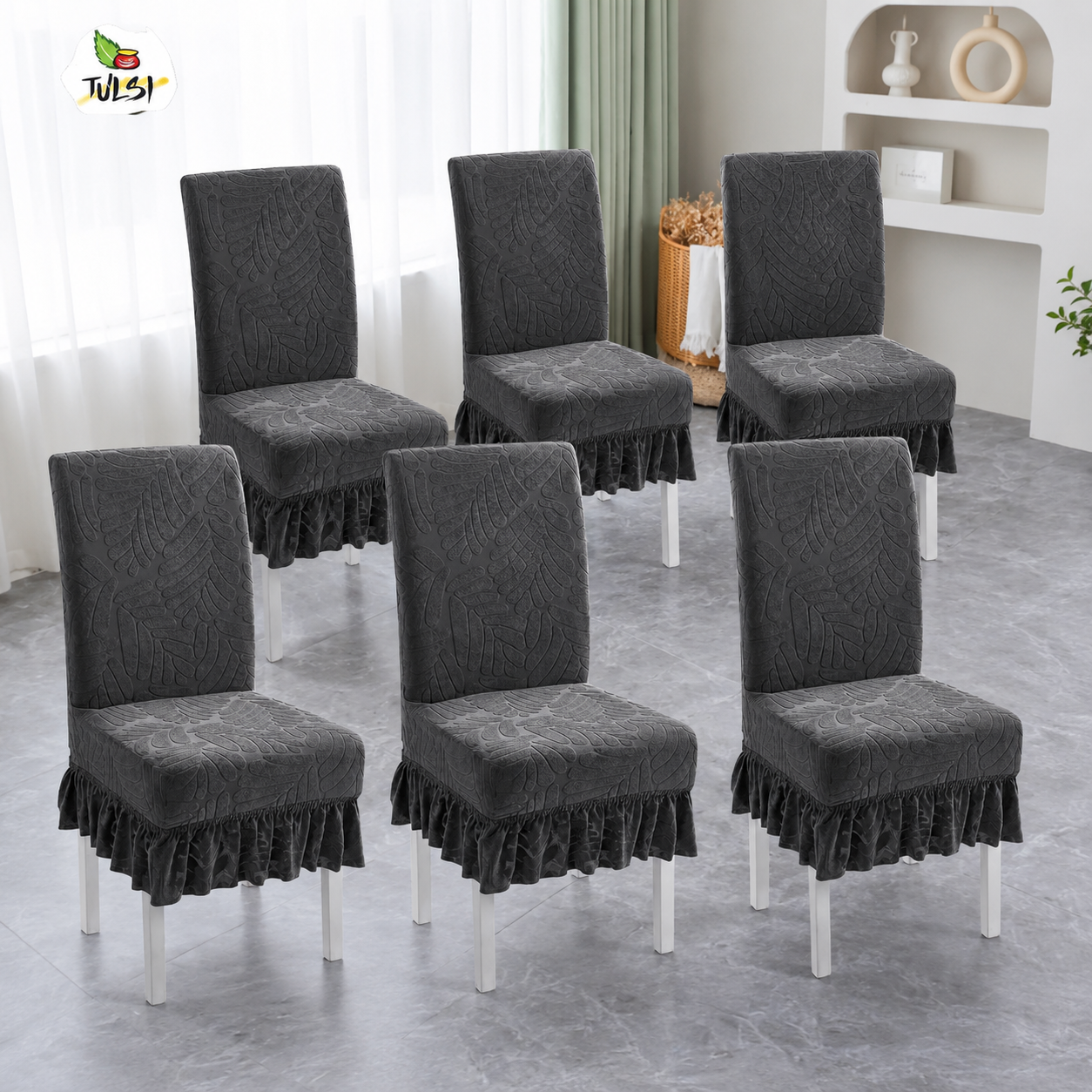 FRILL CHAIR COVERS (6 PIECES)